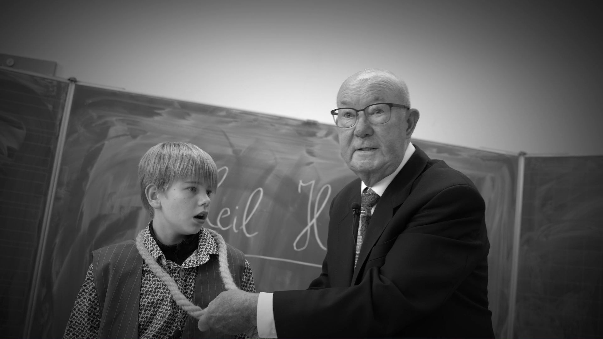 Nachgestellte historische Szene eines Zeitzeugen